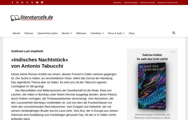 Vorschau von www.literaturcafe.de, »Indisches Nachtstück« von Antonio Tabucchi