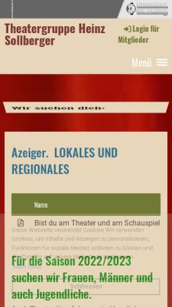 Vorschau der mobilen Webseite www.mittelpunkt.ch, Biberist/Solothurn, Theatergruppe Heinz Sollberger