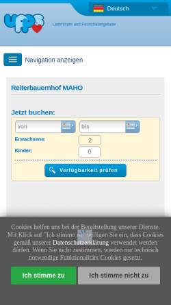 Vorschau der mobilen Webseite www.reiterbauernhofmaho.upps.at, Reiterbauernhof Maho