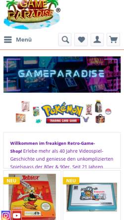 Vorschau der mobilen Webseite www.gameparadise.ch, Gameparadise, Lorenz Josi