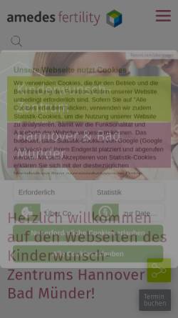 Vorschau der mobilen Webseite www.kinderwunsch.com, Deutsche Klinik für IVF und Reproduktionsmedizin Bad Münder