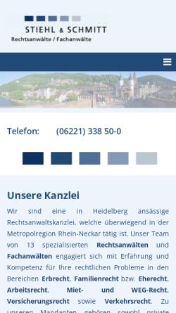 Vorschau der mobilen Webseite www.stiehl-schmitt.de, Anwaltsverein Heidelberg e.V.