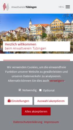 Vorschau der mobilen Webseite anwaltverein-tuebingen.de, Anwaltverein Tübingen e.V.