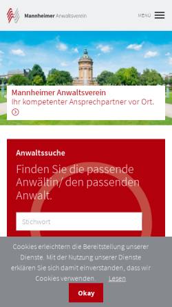 Vorschau der mobilen Webseite mannheimer-anwaltsverein.de, Mannheimer Anwaltsverein e.V.