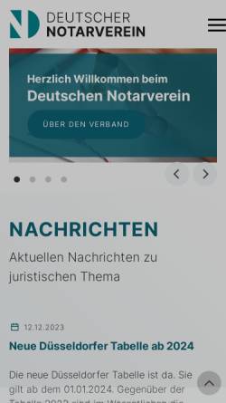 Vorschau der mobilen Webseite www.dnotv.de, Deutscher Notarverein e.V.