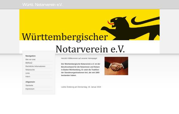 Vorschau von www.notare-wuerttemberg.de, Württembergischer Notarverein e.V.