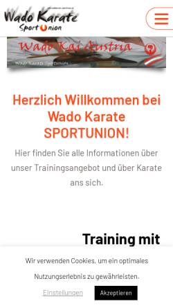 Vorschau der mobilen Webseite wadokarate.sportunion.at, Wado Karate Austria