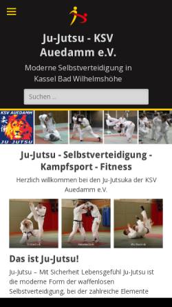 Vorschau der mobilen Webseite www.ju-jutsu-kassel-wilhelmshoehe.de, KSV-Auedamm e.V. Abteilung Ju-Jutsu