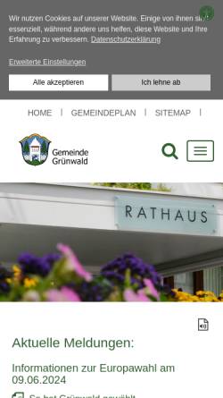 Vorschau der mobilen Webseite www.gemeinde-gruenwald.de, Gemeinde Grünwald