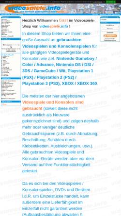 Vorschau der mobilen Webseite shop.videospiele.info, Video-Spiele.info, Gerhard Enck