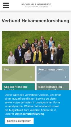 Vorschau der mobilen Webseite www.hebammenforschung.de, Verbund Hebammenforschung