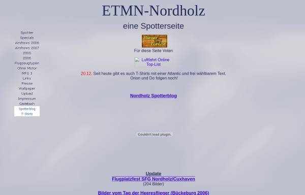 Vorschau von etmn-nordholz.de, ETMN Eine Spotterseite aus Nordholz