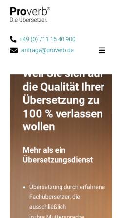 Vorschau der mobilen Webseite www.proverb.de, Proverb oHG