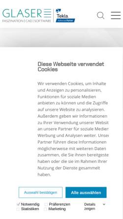 Vorschau der mobilen Webseite www.isbcad.de, Glaser - isb cad