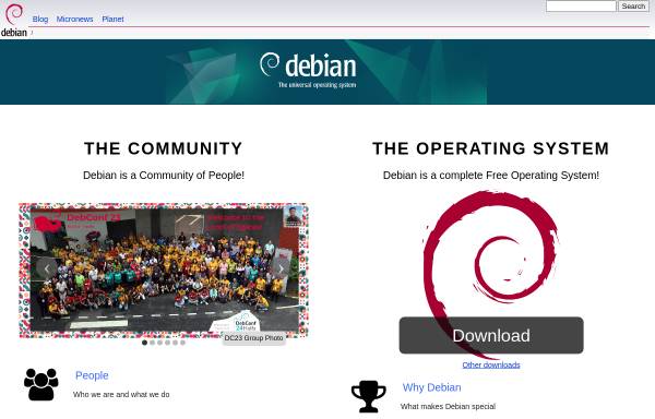 Vorschau von www.debian.org, Debian GNU/Linux