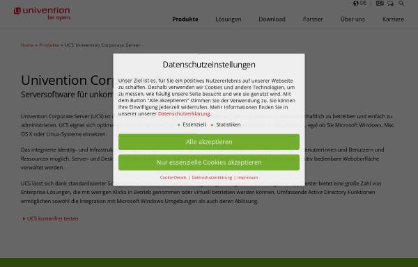 Vorschau von www.univention.de, Univention Corporate Server