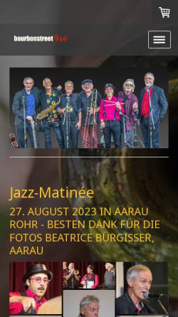 Vorschau der mobilen Webseite www.bourbonstreet.ch, Bourbon Street Jazz Band