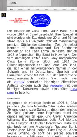 Vorschau der mobilen Webseite www.casaloma.ch, Casa Loma Jazz Band