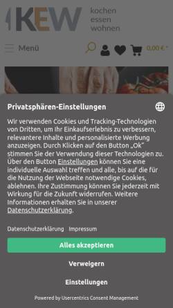 Vorschau der mobilen Webseite www.kochen-essen-wohnen.de, Kochen Essen Wohnen, Warns e. K.