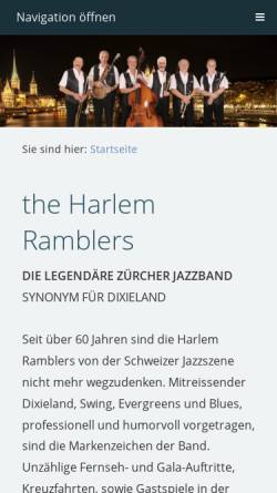 Vorschau der mobilen Webseite www.harlemramblers.ch, Harlem Ramblers
