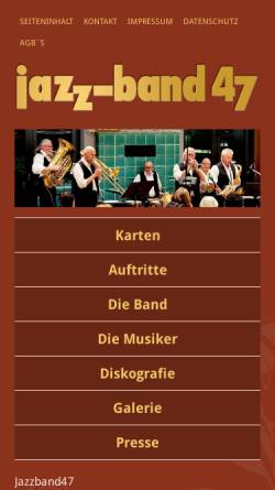 Vorschau der mobilen Webseite jazzband47.de, Jazzband 47