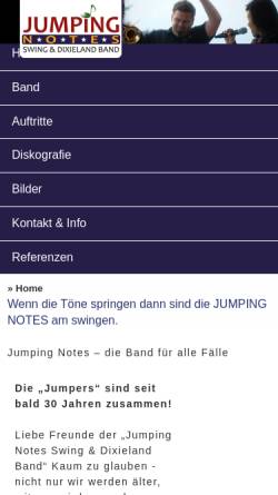 Vorschau der mobilen Webseite www.jumping-notes.ch, Jumping Notes - Dixieland Band