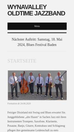 Vorschau der mobilen Webseite www.wynavalley.ch, Wynavalley Oldtime Jazzband