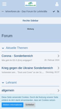Vorschau der mobilen Webseite www.lehrerforen.de, Lehrerforen.de