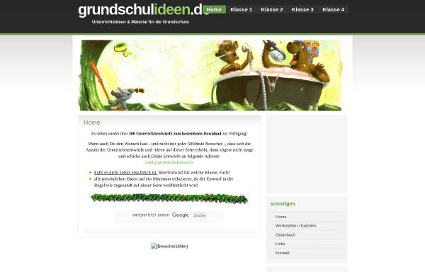 Vorschau von www.grundschulideen.de, Unterrichtsideen für die Grundschule