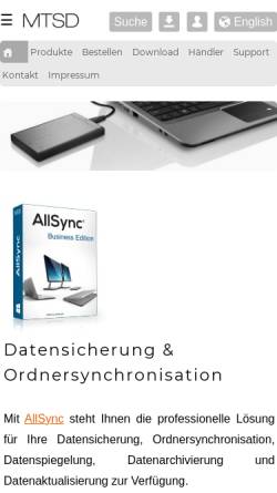 Vorschau der mobilen Webseite www.allsync.de, AllSync, Michael Thummerer Software Design