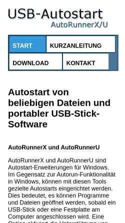 Vorschau der mobilen Webseite www.usb-stick-software.de, AutoRunnerX