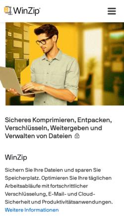Vorschau der mobilen Webseite www.winzip.de, WinZip