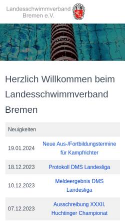 Vorschau der mobilen Webseite www.lsvb.de, Landesschwimmverband Bremen