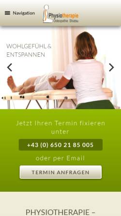 Vorschau der mobilen Webseite www.physiotherapie-shiatsu.at, Christine Dürnberger