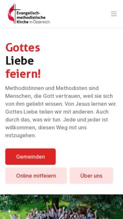 Vorschau der mobilen Webseite www.emk.at, Evangelisch-methodistische Kirche in Österreich