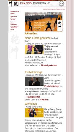 Vorschau der mobilen Webseite kunchien.de, Kun Chien Assoziation e.V.