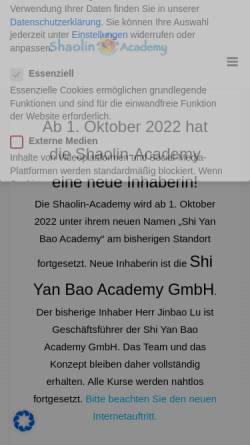 Vorschau der mobilen Webseite www.shaolinacademy.de, Shaolin-Academy