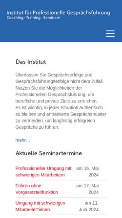 Vorschau der mobilen Webseite www.professionelle-gespraechsfuehrung.com, Institut für Professionelle Gesprächsführung - Markus Junger M.A.