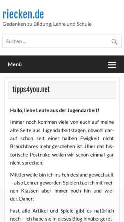 Vorschau der mobilen Webseite riecken.de, tipps4you.net