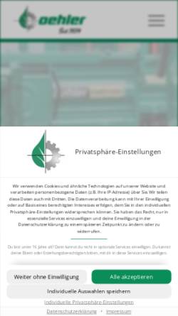 Vorschau der mobilen Webseite www.oehlermaschinen.de, Oehler Maschinen