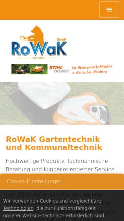 Vorschau der mobilen Webseite www.rowak.com, RoWak - Maschinensysteme Service- und Vertriebsgesellschaft mbH