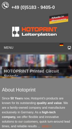 Vorschau der mobilen Webseite www.hotoprint.de, Hotoprint GmbH & Co. KG
