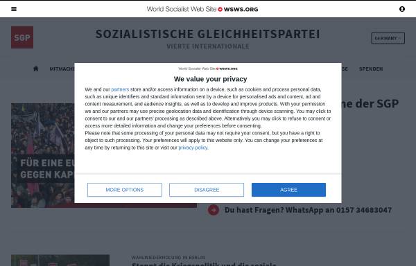 Vorschau von www.gleichheit.de, Partei für Soziale Gleichheit (PSG)