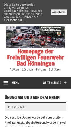 Vorschau der mobilen Webseite www.ff-bad-hoenningen.de, Freiwillige Feuerwehr Bad Hönningen