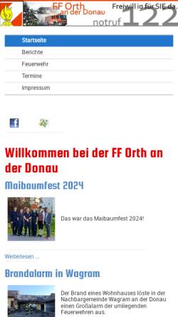 Vorschau der mobilen Webseite www.ff-orth.at, Freiwillige Feuerwehr Orth an der Donau