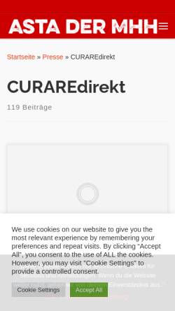 Vorschau der mobilen Webseite www.curare.mhh-asta.de, Curare