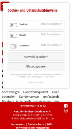 Vorschau der mobilen Webseite www.kurz-um.de, Kurz Um-Meisterbetriebe