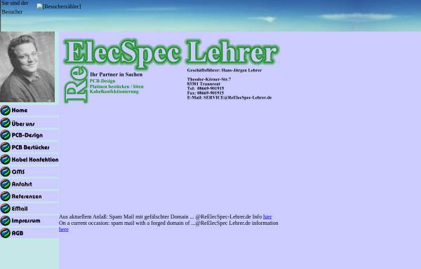 Vorschau von www.reelecspec-lehrer.de, ReElecSpec Lehrer, Inh. Hans-Jürgen Lehrer