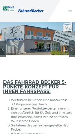 Vorschau der mobilen Webseite www.fahrradbecker.de, Fahrrad Becker