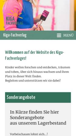 Vorschau der mobilen Webseite www.kiga-fachverlag.de, Kiga-Fachverlag GmbH